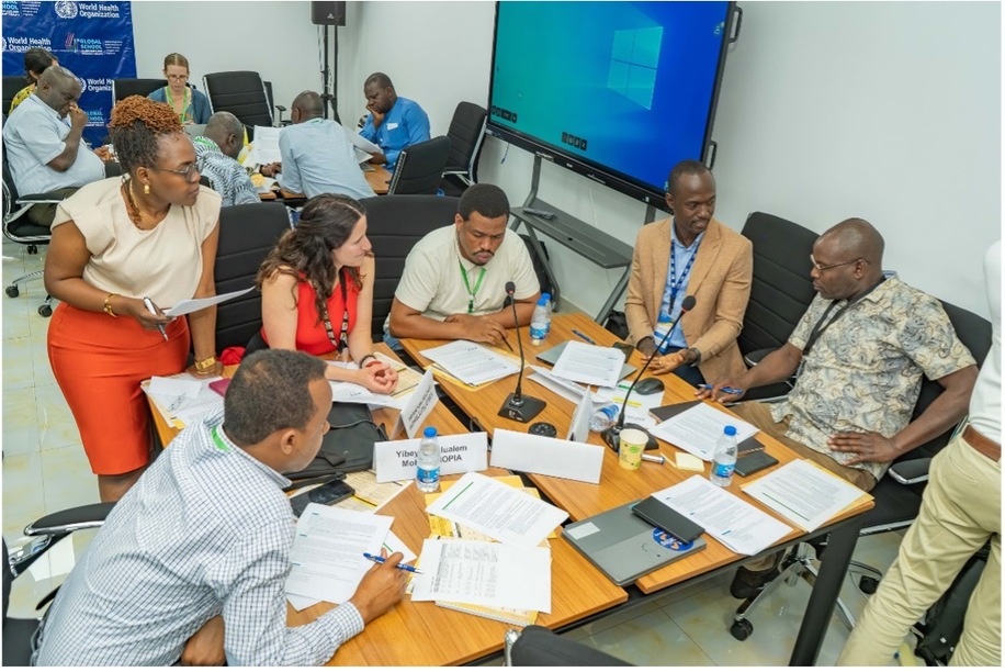 Stakeholders of the Epidemic Intelligence from Open Sources (EIOS) initiative, including participants and facilitators from the WHO Regional Office for Africa, WHO Headquarters, the EIOS Core Team, AFRO Member States and the Africa Centre for Disease Control (CDC), organized workshops and training sessions. EIOS Champions Workshop Senegal, August 2024.